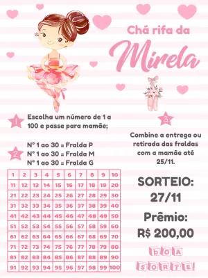Convite Chá Rifa Bailarina para Editar e Imprimir