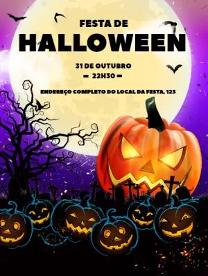 Convite de Halloween Assustador com Abóboras para Editar Online