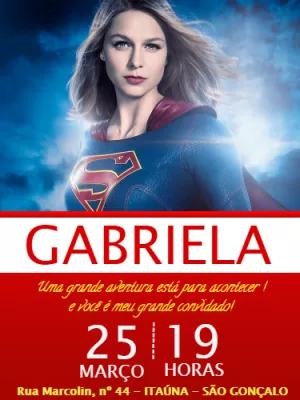 Convite de Aniversário Super Girl para Editar e Imprimir