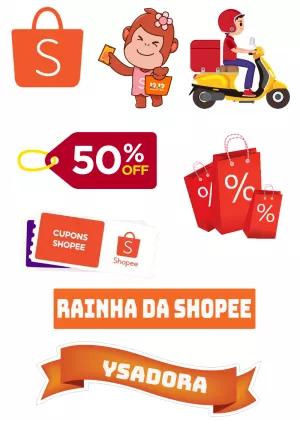 Topo de Bolo Shopee: Kit de Elementos para Editar e Imprimir