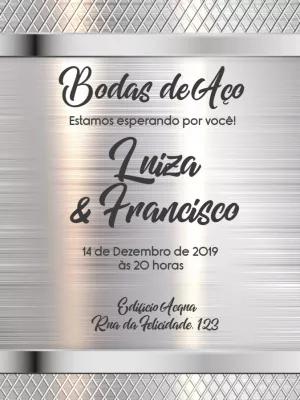 Convite Bodas de Aço Elegante para Editar Online