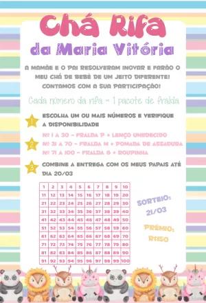 Convite Chá Rifa Safari Menina com Animais para Editar Online