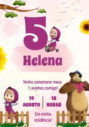 Convite de Aniversário Masha e o Urso para Editar Online