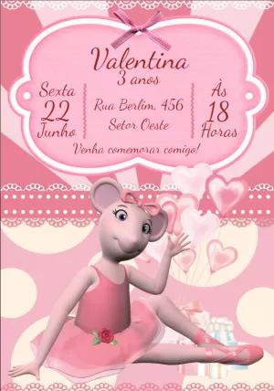 Convite de Aniversário Angelina Bailarina para Editar Online