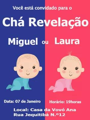 Convite Chá Revelação Menino ou Menina para Editar Online