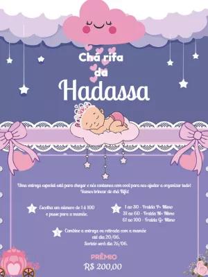 Convite Chá Rifa Chuva de Amor Menina para Editar Online