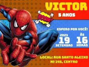 Convite Aniversário Homem Aranha para Editar Online