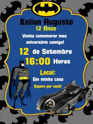 Convite de Aniversário Batman para Editar Online