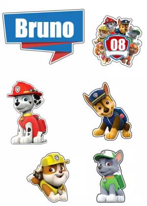 Topo de Bolo Patrulha Canina com Personagens para Editar Online