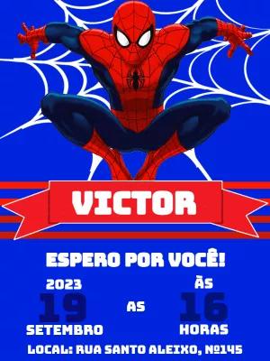 Convite de Aniversário Homem Aranha para Editar Online