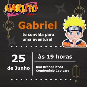 Convite de Aniversário Naruto Chibi para Editar Online