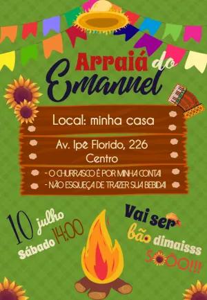Convite de Arraiá Festa Junina com Fogueira para Editar Online