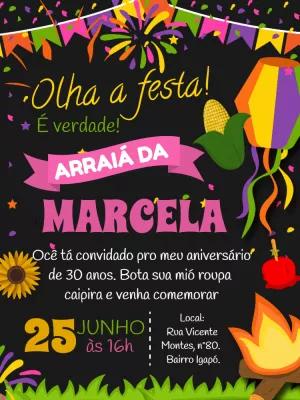 Convite Aniversário Festa Junina Arraiá Editável Online