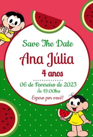 Convite de Aniversário Magali e Melancia para Editar Online