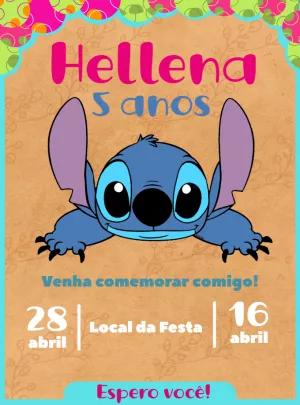 Convite de Aniversário Stitch para Editar Online