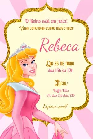 Convite Aniversário Princesa Aurora para Editar Online
