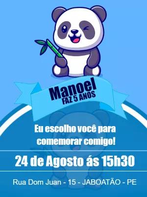 Convite de Aniversário Panda Fofo para Editar Online