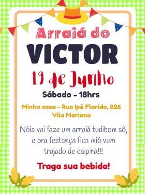 Convite de Aniversário Festa Junina para Editar Online