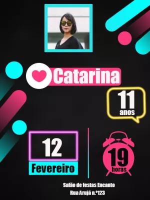 Convite de Aniversário Neon com Foto para Editar Online