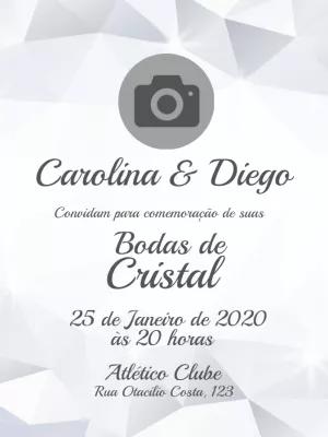 Convite Bodas de Cristal com Foto para Editar Online