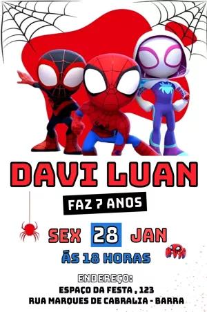 Convite de Aniversário Spidey Friends com Heróis para Editar