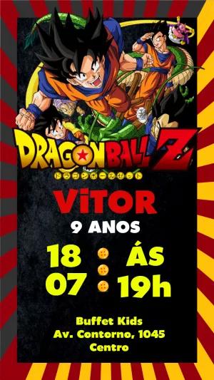 Convite de Aniversário Dragon Ball Z com Goku para Editar Online