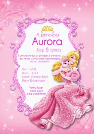 Convite Aniversário Princesa Bela Adormecida para Editar Online