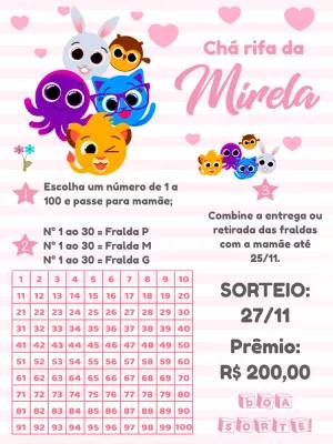 Chá Rifa Bolofofos com Personagens para Editar Online