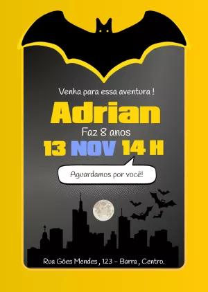 Convite de Aniversário Batman para Editar e Imprimir Online