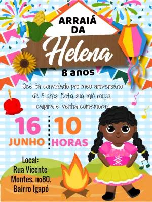 Convite Festa Junina Aniversário Menina para Editar Online