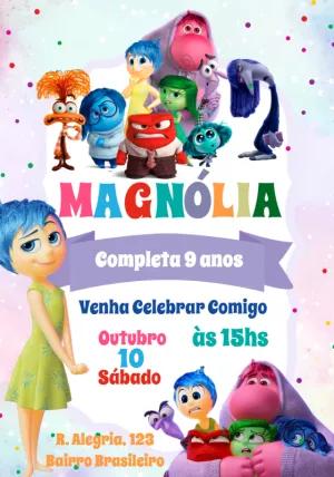 Convite Aniversário Divertida Mente 2 com Emoções para Editar