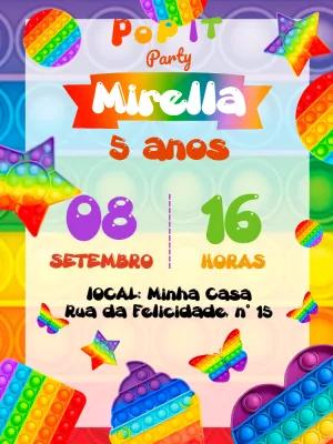 Convite de Aniversário Pop It Fidget Toys para Editar Online