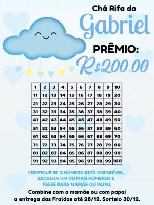 Rifa Chá de Bebê Chuva de Amor Menino para Editar Online