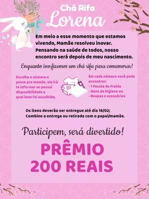 Convite Chá Rifa Coelhinha Delicada para Editar Online