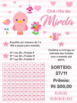 Convite Chá Rifa Passarinha Editável Online para Imprimir