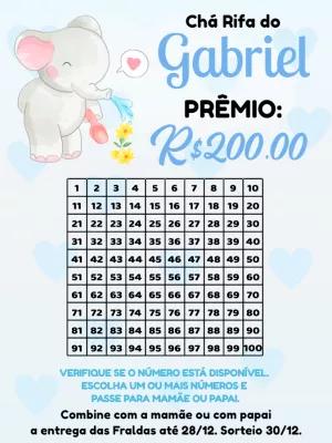 Chá Rifa Elefantinho Azul: Convite Editável para Imprimir