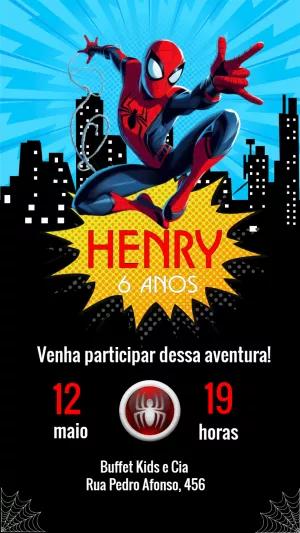 Convite de Aniversário Homem-Aranha para Editar Online