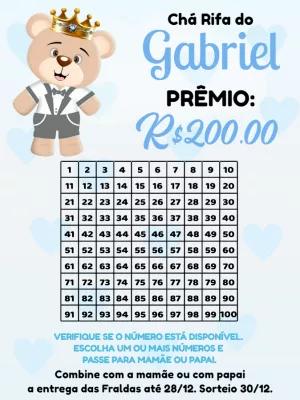 Rifa Chá de Bebê Ursinho Príncipe Editável para Enviar