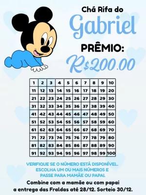 Rifa Chá de Bebê Mickey Baby para Editar Online