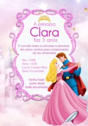 Convite Aniversário Princesa Bela Adormecida para Editar