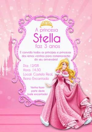 Convite de Aniversário Princesa Aurora Editável Online