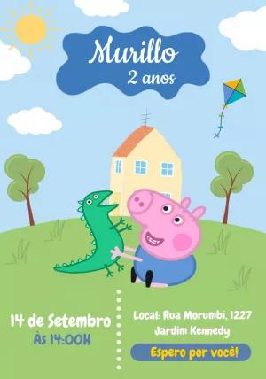 Convite de Aniversário George Pig para Editar Online