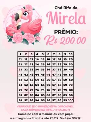 Rifa Chá de Bebê Flamingo Tropical para Editar Online