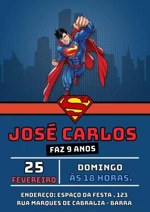 Convite de Aniversário Super Homem para Editar Online