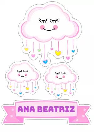 Topo de Bolo Chuva de Amor Editável para Imprimir