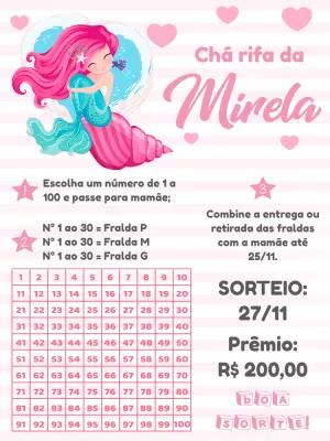 Convite Chá Rifa Sereia Editável para Enviar Online