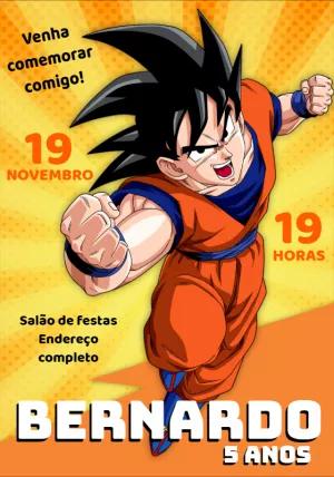 Convite de Aniversário Dragon Ball com Goku para Editar Online