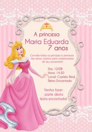 Convite de Aniversário Princesa Aurora para Editar Online