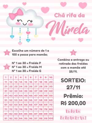 Chá Rifa Chuva de Amor Nuvem Rosa para Editar Online