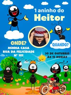 Convite de Aniversário Smilinguido com Foto para Editar Online